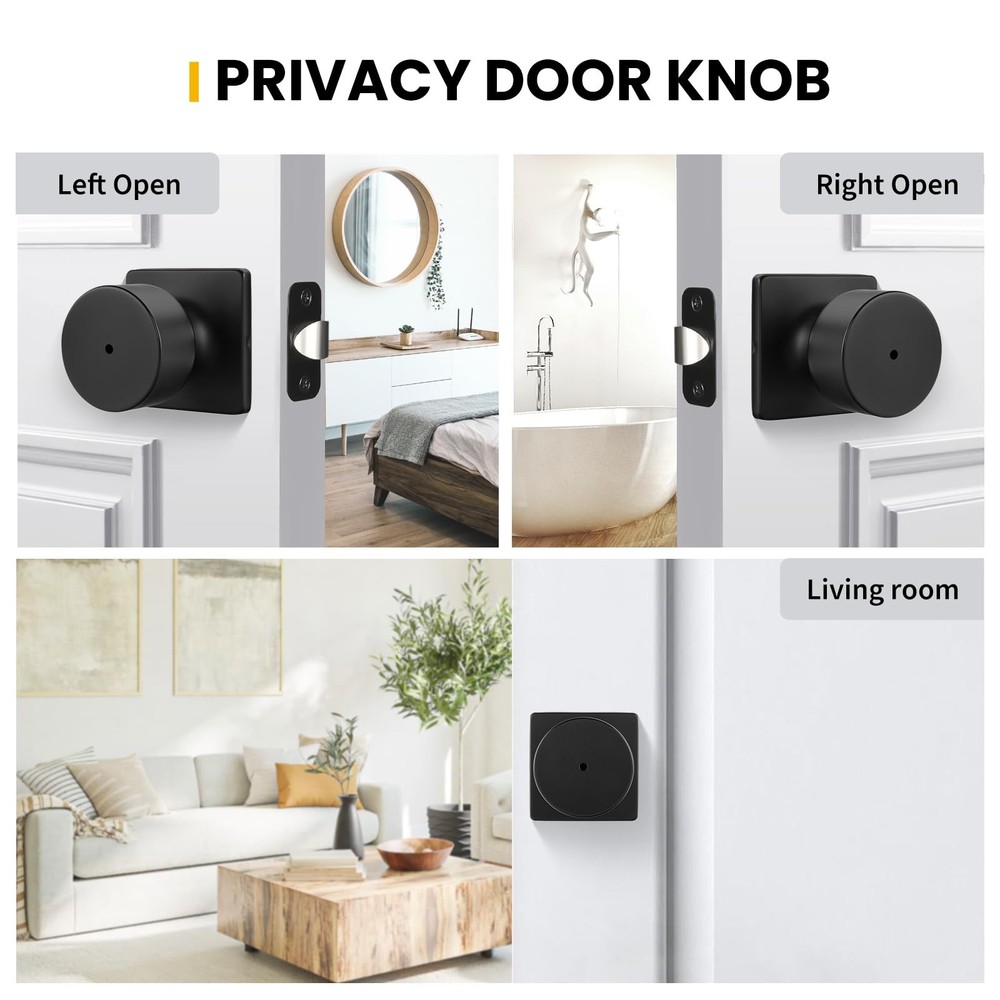 Goldenwarm Matte Black Door Knobs Interior, Privacy Bedroom 6,