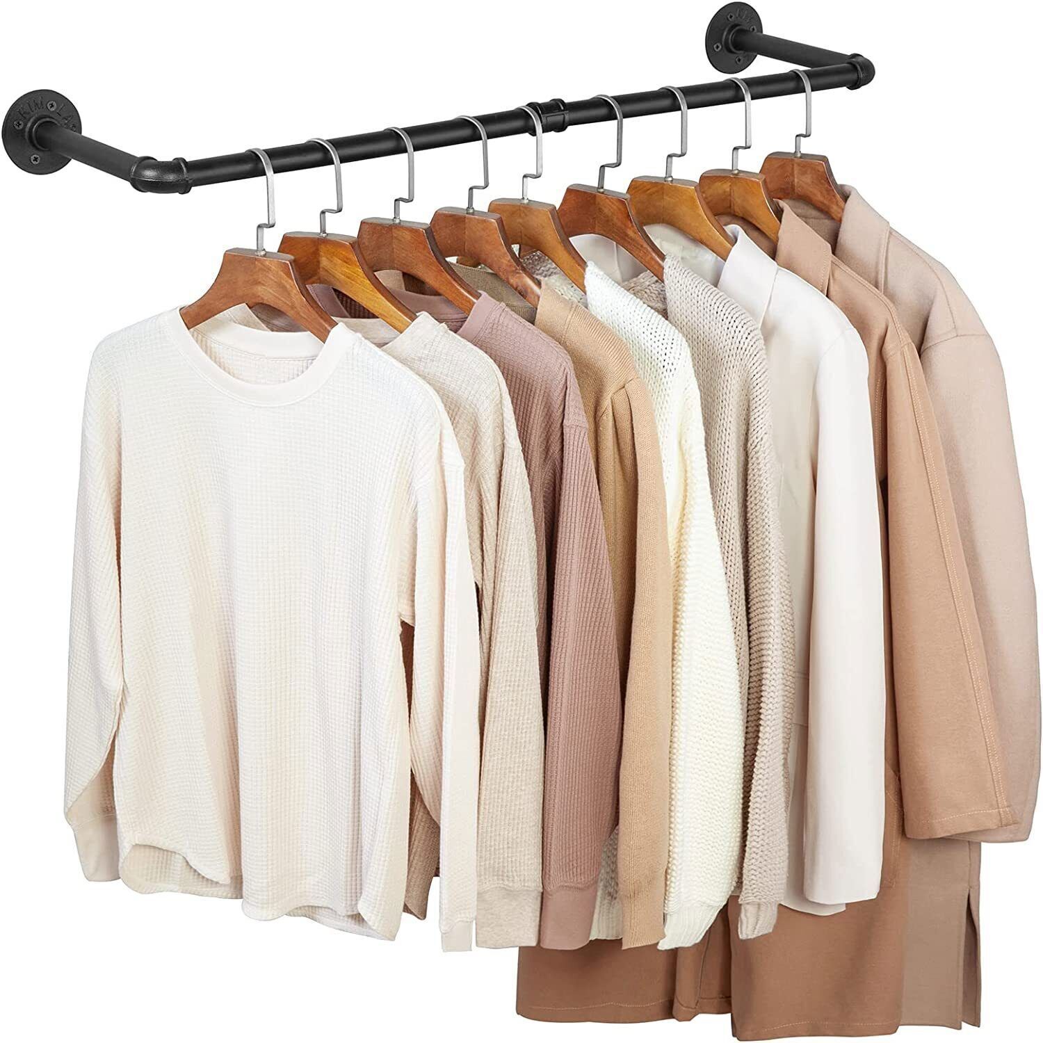 Heavy Duty Pipe Clothes Rack Garment Shelf Wall Mounted Ceiling Hanging Bar Rods