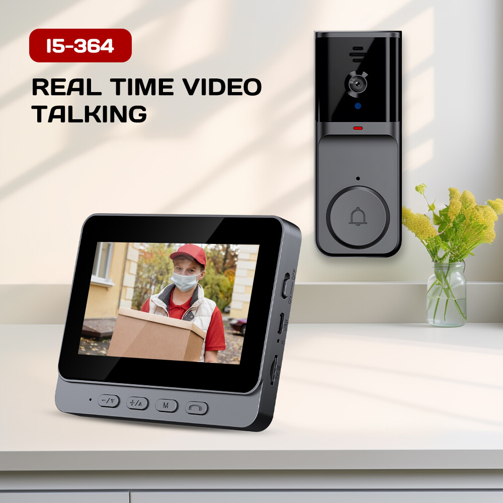 Wireless Intercom Doorbell HD Night Vision 4.3in lPS Screen Visual Camera Ring