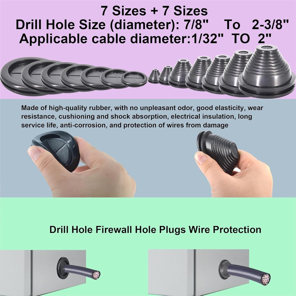Rubber Grommets Wire Protection,Closed Grommet,Firewall Solid Closed...