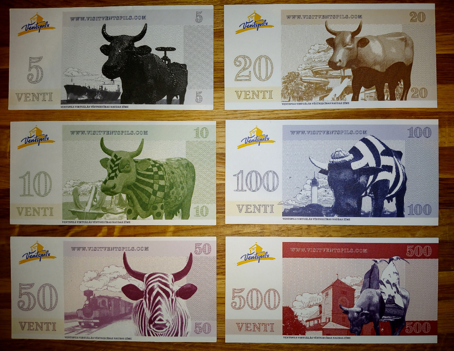 Venti 2011 banknotes Ventspils Latvia 6 pcs in lot