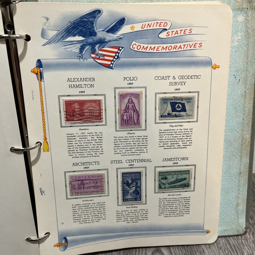White Ace United States Commemoratives Postage Stamps Book 1947-1964 Qty 229