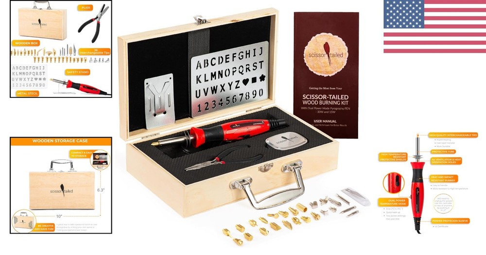 Creative Wood Burning Kit: 43PCS Tool Set with Guide Book & Interchangeable Tips