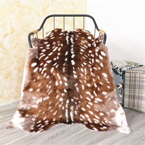 Faux Deer Rug 3x3.6 Feet Sika Deer Hide Carpet Animal Printed Rug Cow Hides