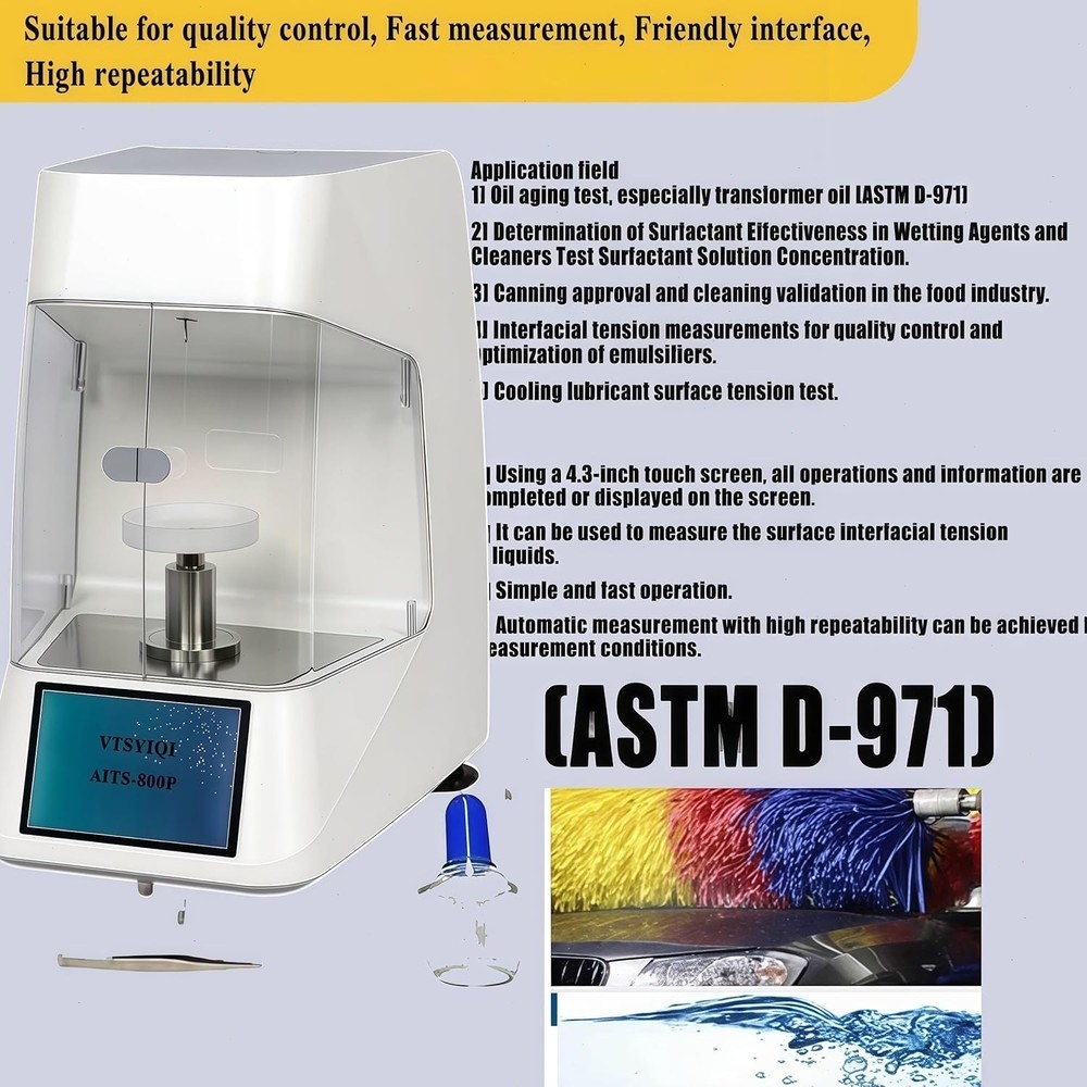 Automatic Surface Tensiometer with Precision 0.1mN/m Pt Ring Du Nouy Ring Method
