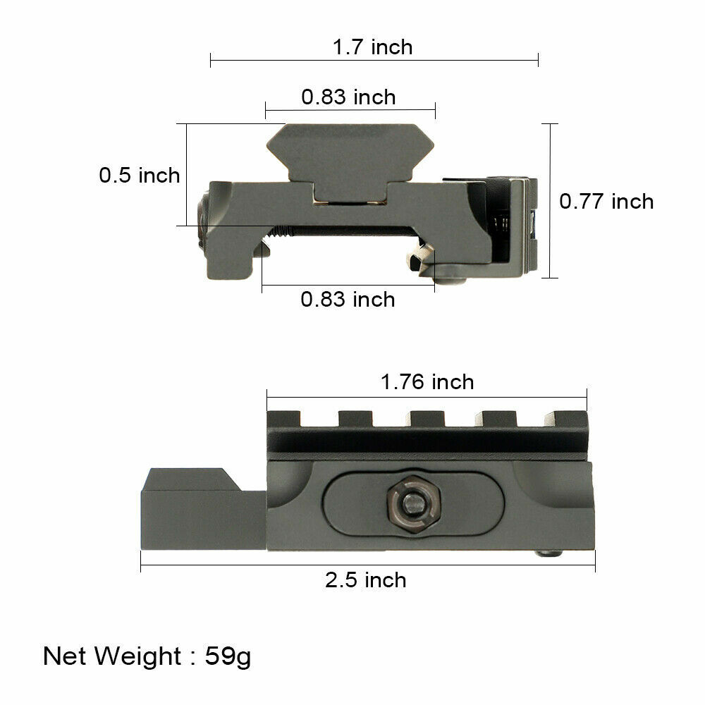 0.5 inch QD Riser Mount Quick Release Rail QD Mount Picatinny for Red Dot Scope