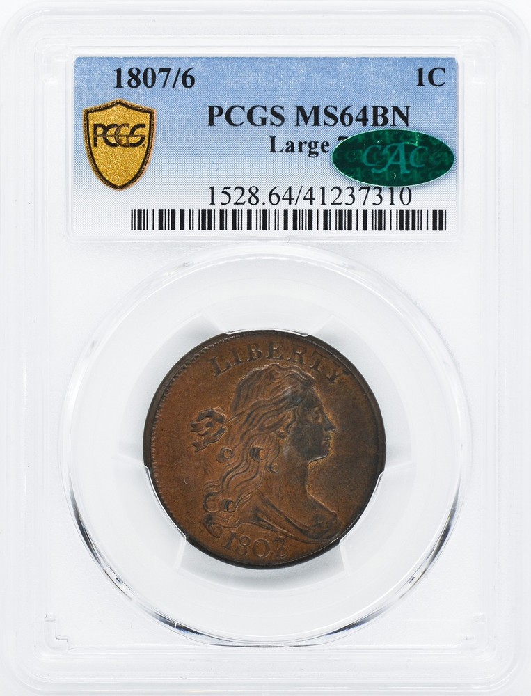 1807/6 DRAPED BUST 1C PCGS MS 64 BN