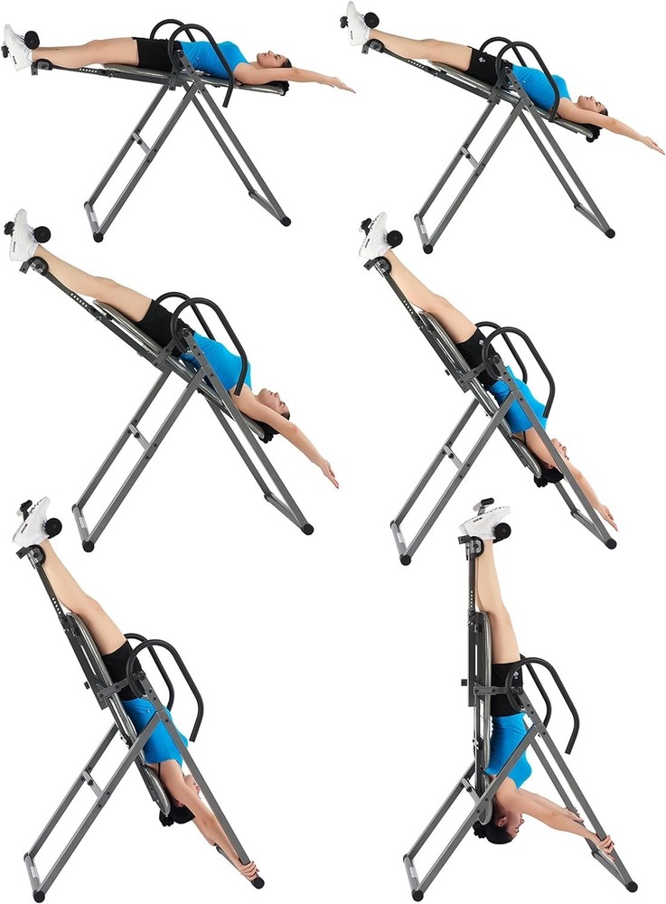 Advanced Heat and Massage Inversion Table,Black/ Blue / Gray