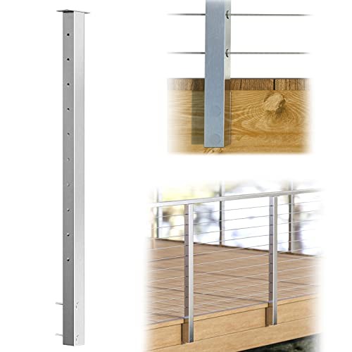 Side Mount Cable Railing Post 36 Inchx2"x2" Level Drilled Space Level post 36"