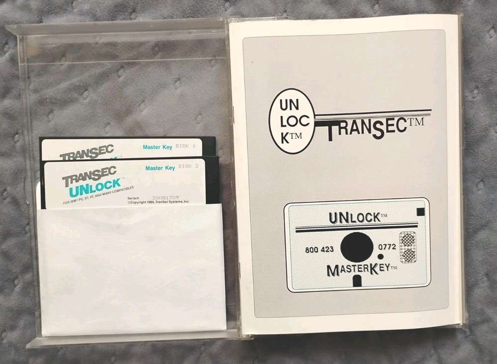 TRANSEC UNLOCK MASTERKEY Computer Manual & disks
