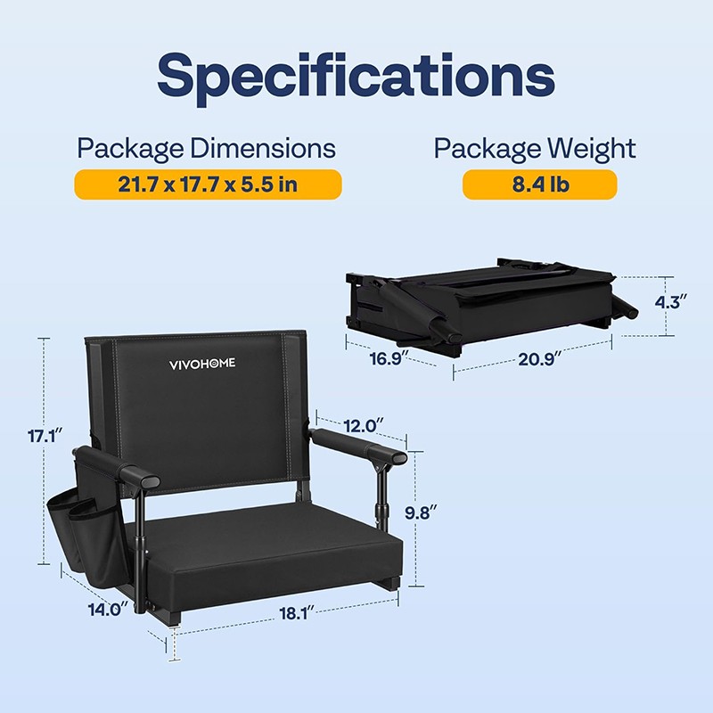 Stadium Seat Portable Folding Padded Stadium Seats for Bleacher Chair Cup Holder