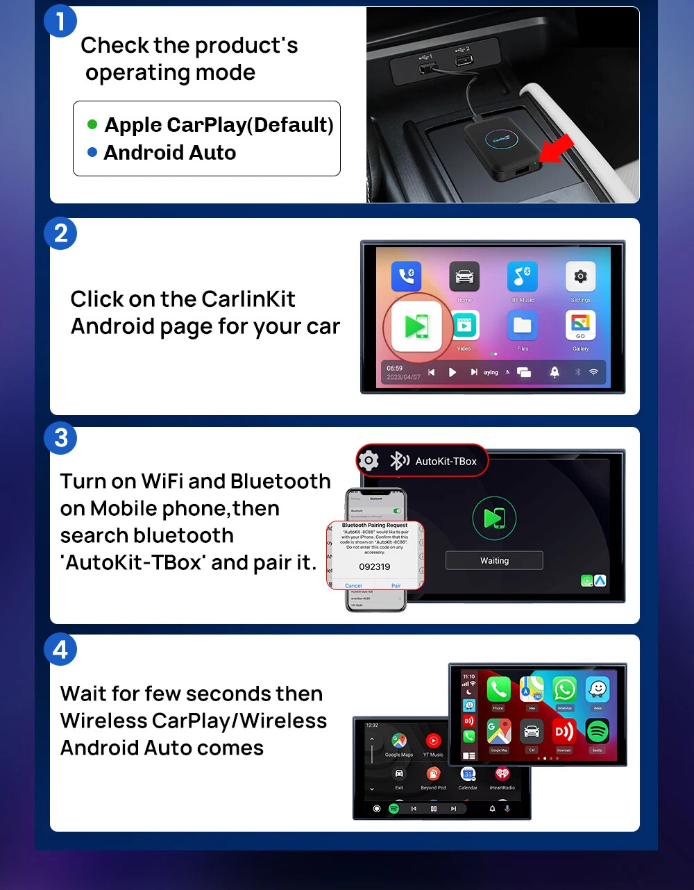2024 CarlinKit Car Android Smart TV Ai Box Wireless CarPlay Android Auto Adapter