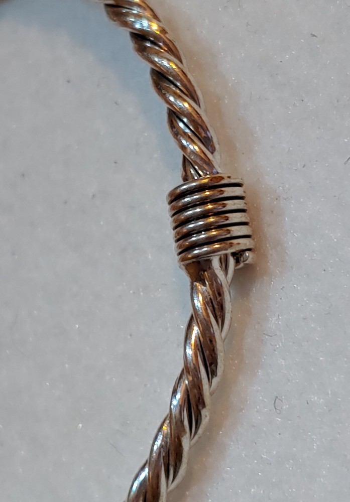 Solid Bangle Bracelet - Silver Tone Metal Twisted - 2 3/4 in DIA