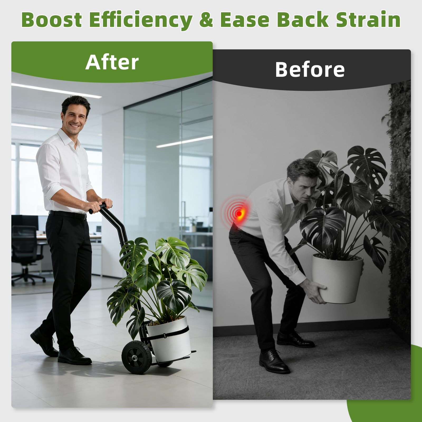 Plant Caddy with Wheels, 220 Lbs Capacity Plant Dolly Cart with Wheels, Handl...