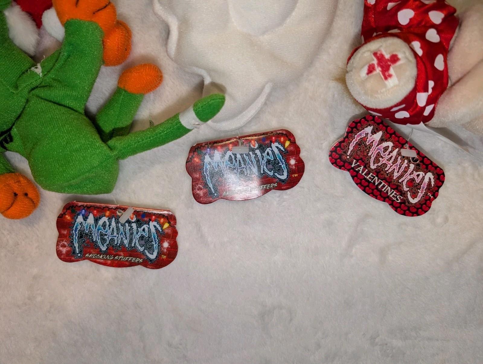 Vintage 90s Meanies Plush Lot 3 Holiday Valentine's Day , Xmas Stocking Stuffers