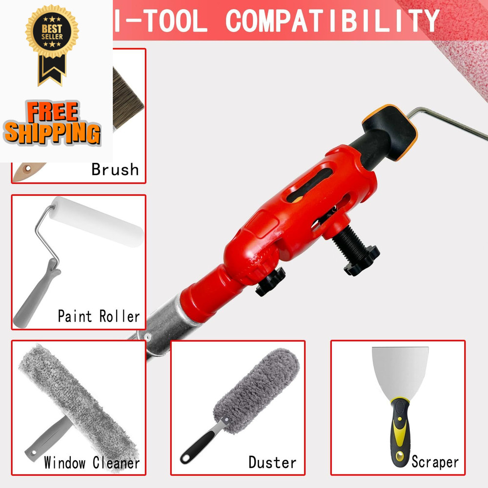 Multi-Angle Paint Brush Extender for High Ceiling,Extension Pole Red