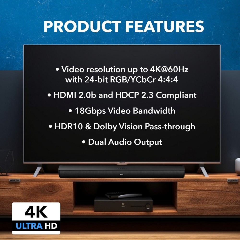 OREI 4K HDMI Audio Extractor ARC/EARC - Auto EDID Management (HDA-929)