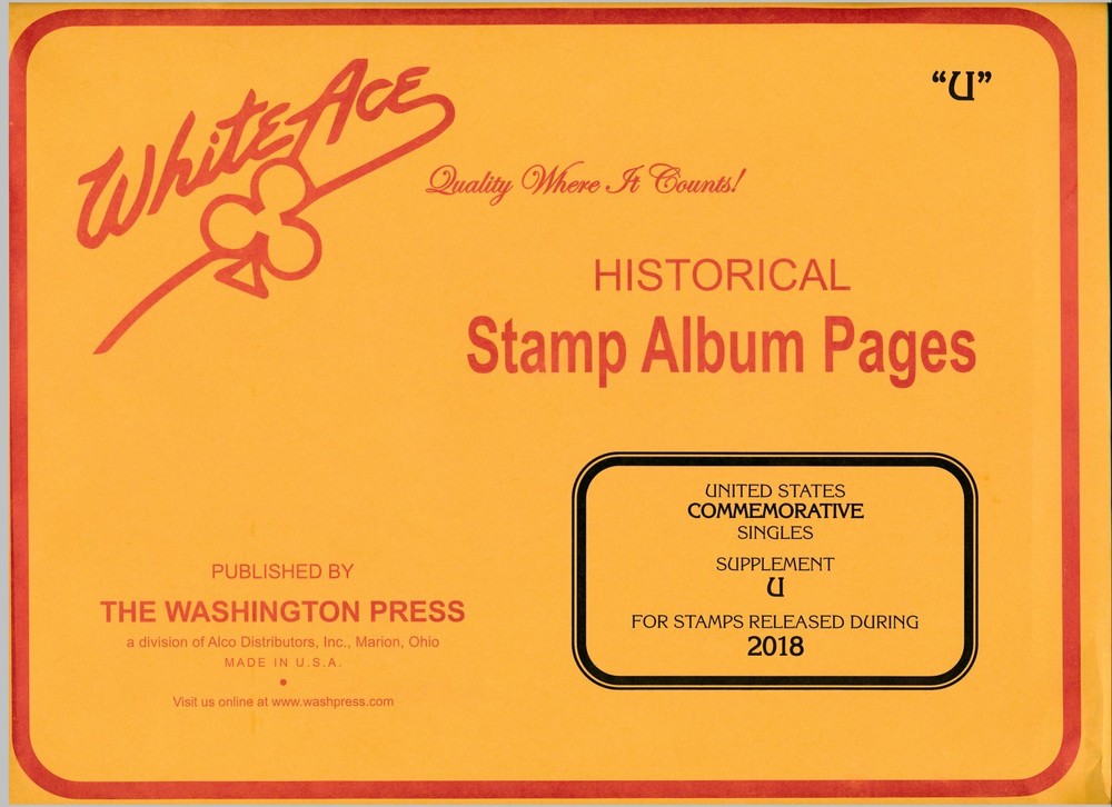 WHITE ACE 2018 US Commemorative Singles Stamp Album Supplement U