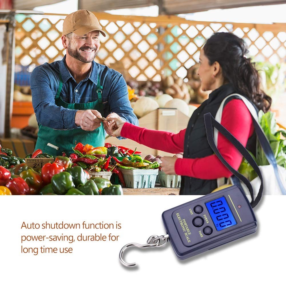 Digital Fish Scale with Backlit LCD Display, 88lb Capacity, Portable &
