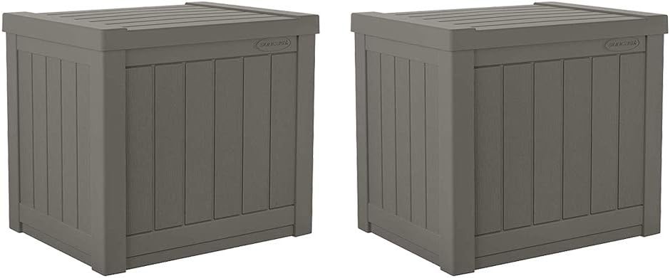 Small Outdoor Storage Box 22 Gallon Java Resin Outdoor Deck Box Flat-Lid Bench