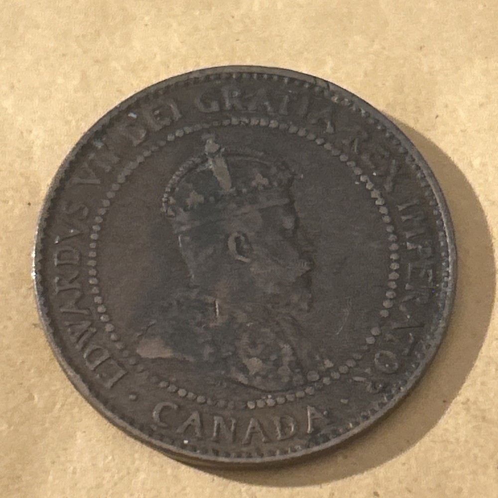 1908 Canada One Cent Edward VII Bronze Coin