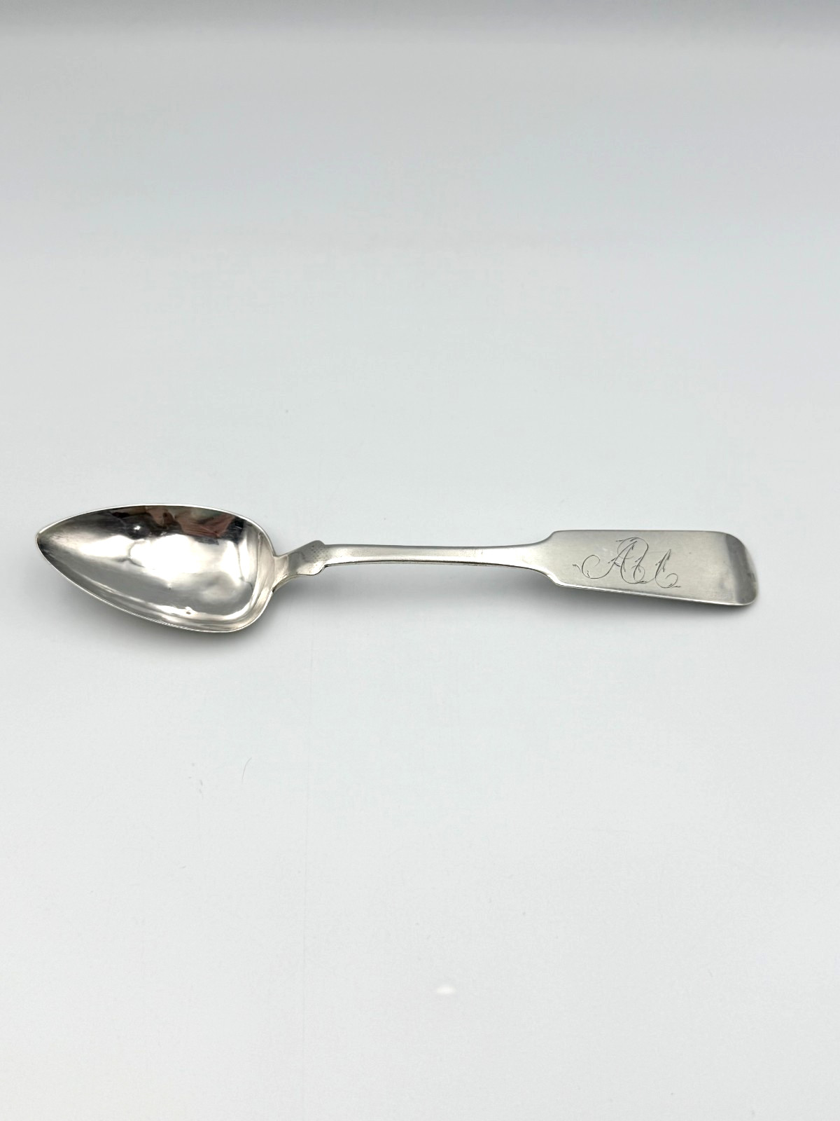 Antique Coin Silver Soup Spoon, E. Morgan Poughkeepsie NY, Monogram, c 1850