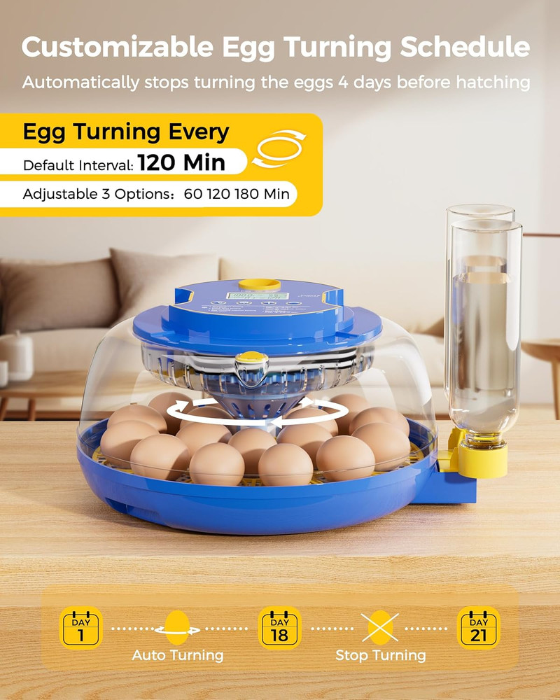 18 Incubators for Hatching Eggs, Automatic Egg Turning and Humidity Control, 360