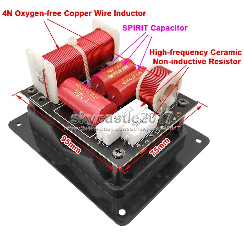 2pcs SP60 High-Low Speaker Frequency Divider Crossover Filters with Junction Box