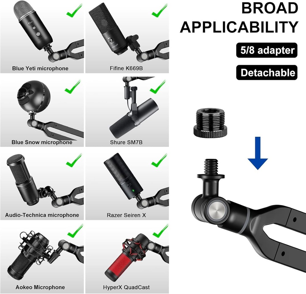 Compact Microphone Boom Arm, 360° Rotation for Optimal Sound Positioning
