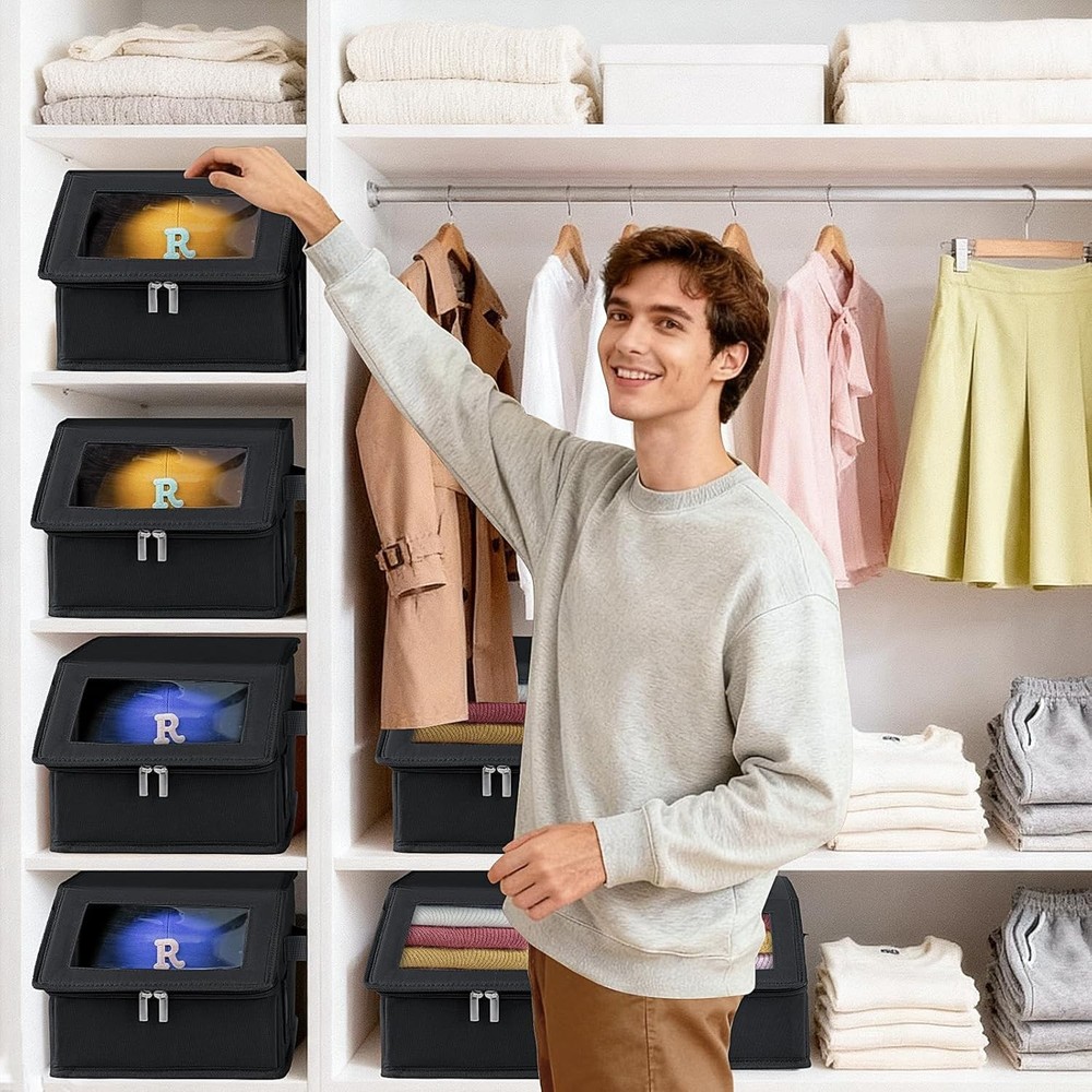 2 Pack Stackable Hat Storage Baseball Caps Holds 28 Caps Closet Organizer Box W/