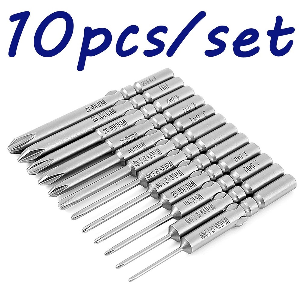 10x PH00-2 Phillips Head Screwdriver Bits High Torque Insert Driver Round Shank