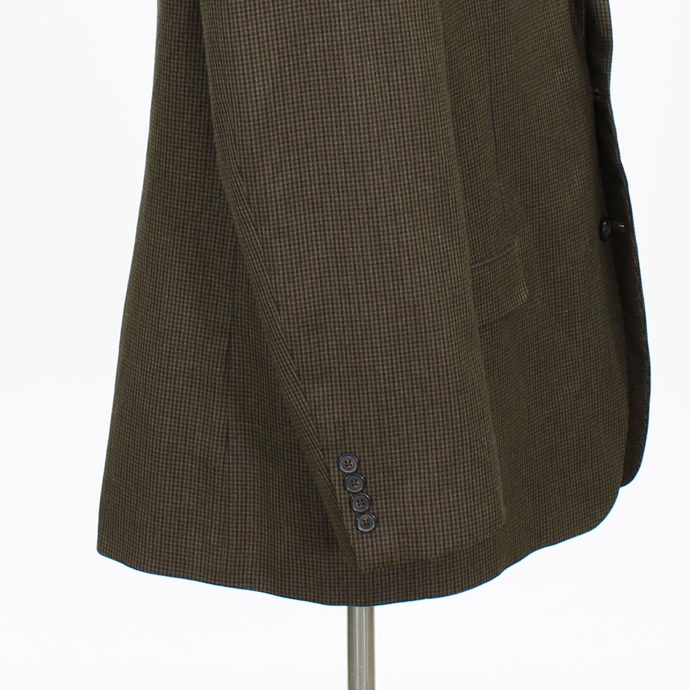 Chaps 46L Brown Sport Coat Blazer Jacket Houndstooth 2-Button Polyester