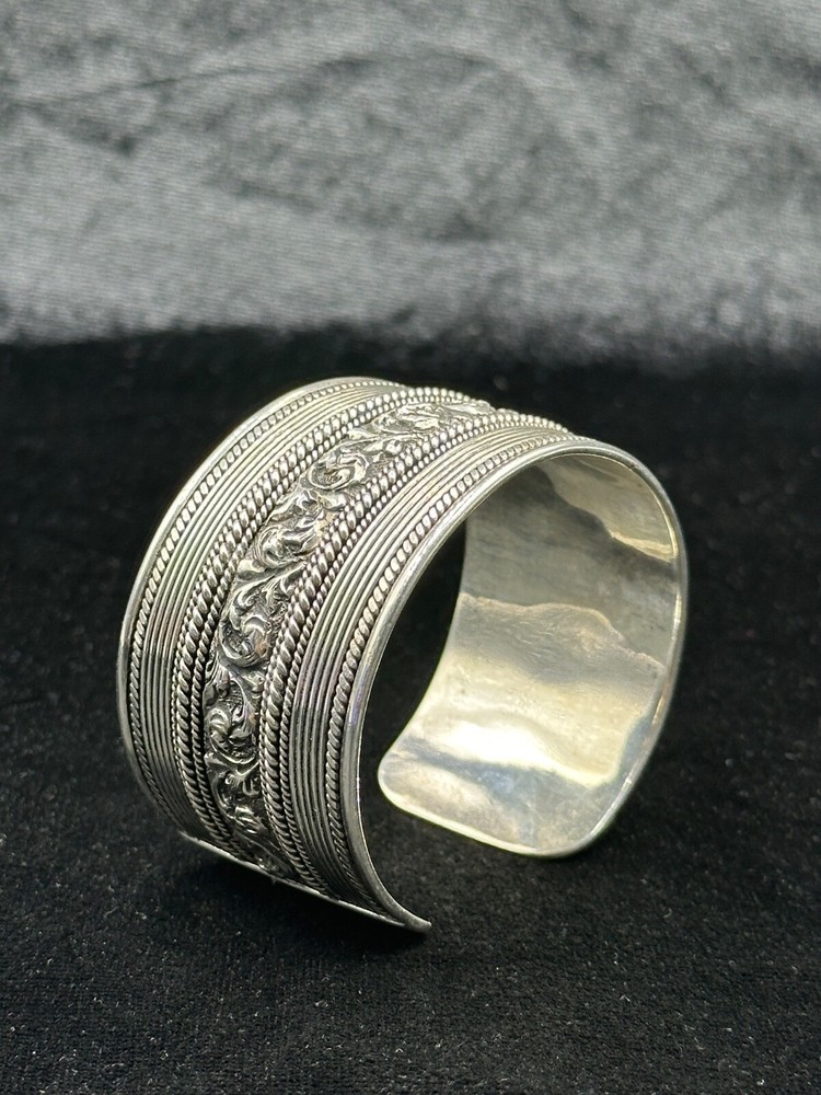 Unique Design Handmade Vintage Adjustable Silver Cuff Bangle Bracelet
