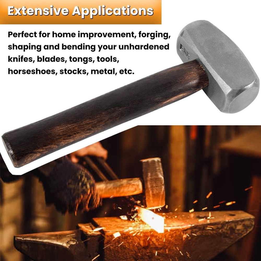 Blacksmith 3LB Handmade Forge Hammer for Farrier, Knife Maker, Blacksmith