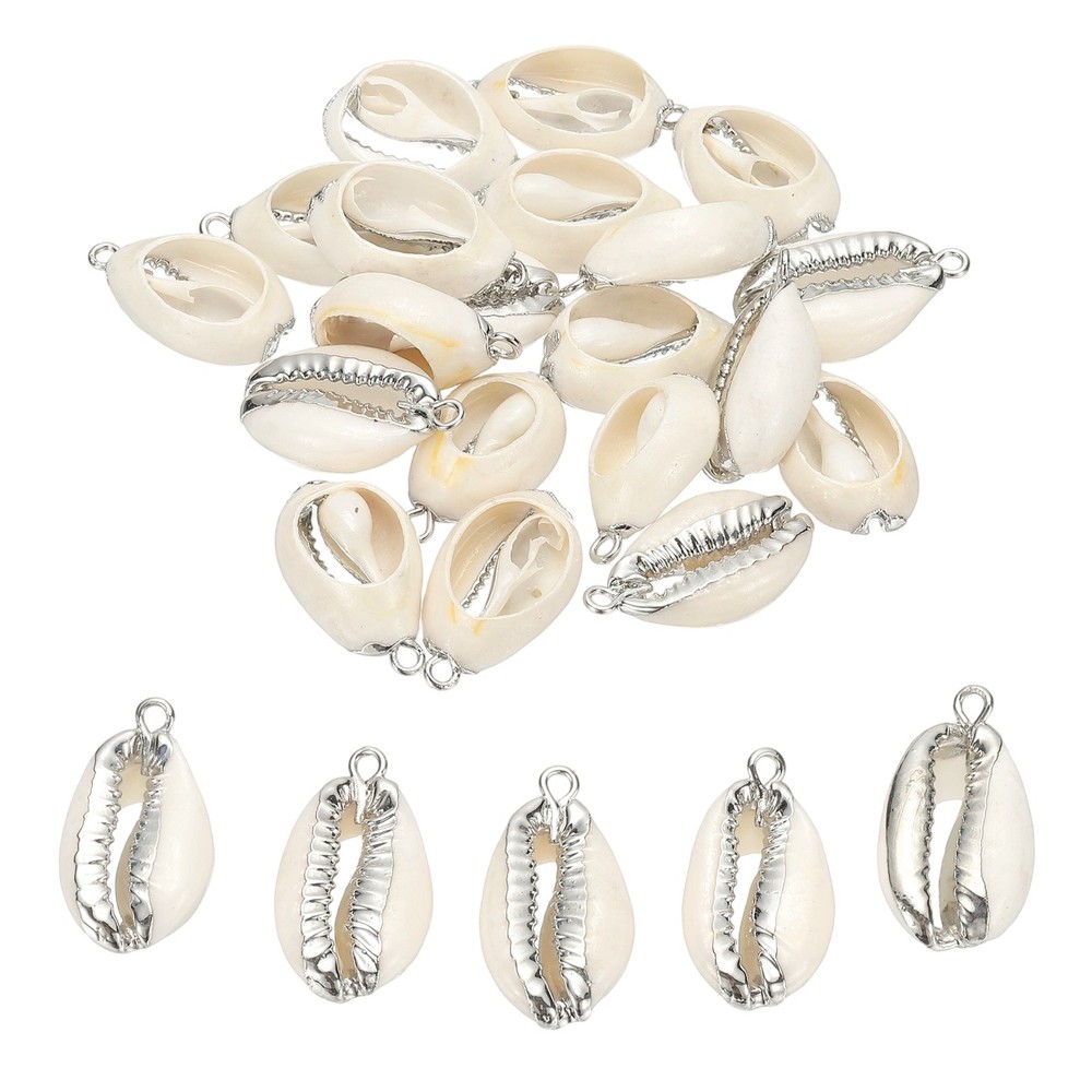 20Pcs Seashell Charm Bulk Natural Shell Pendants Silver