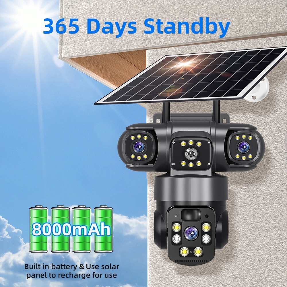 2PCS Solar Battery Powered Wireless WiFi Home Security Camera System Outdoor US