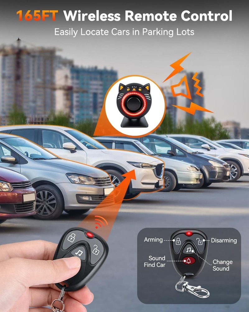 Car Alarm System, 120dB System with Motion Sensor & Red...