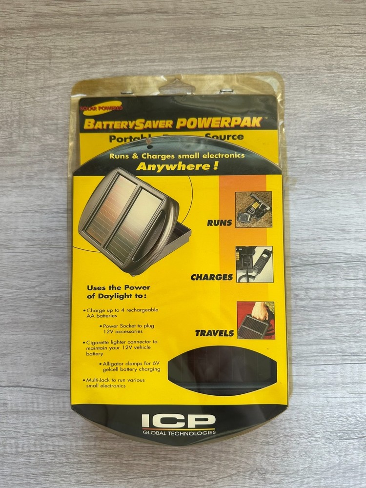 ICP Solar Powered Battery Saver Powerpak Portable Power Source NOS