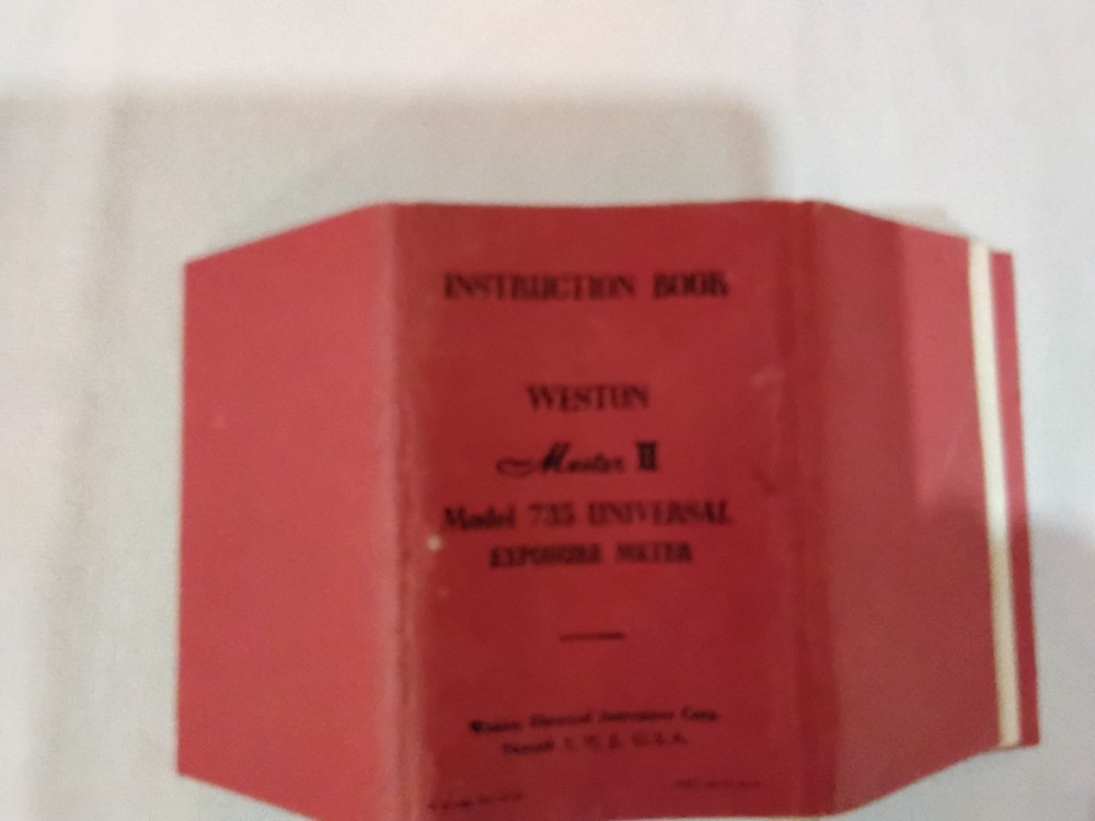 WESTON MASTER II, MODEL 735 INSTRUCTION BOOK