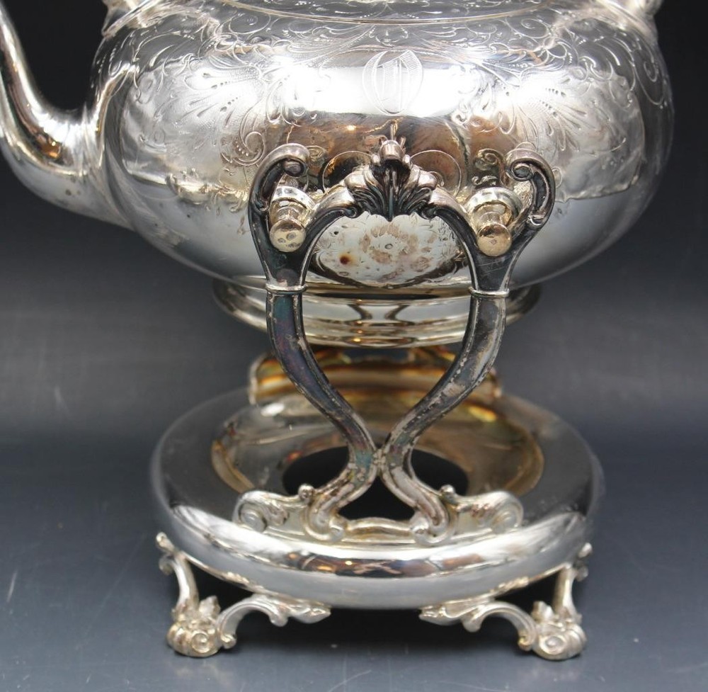 Antique Barbour Silver Co Silver Plate 6 Piece Tea Set w/ Tilting Kettle