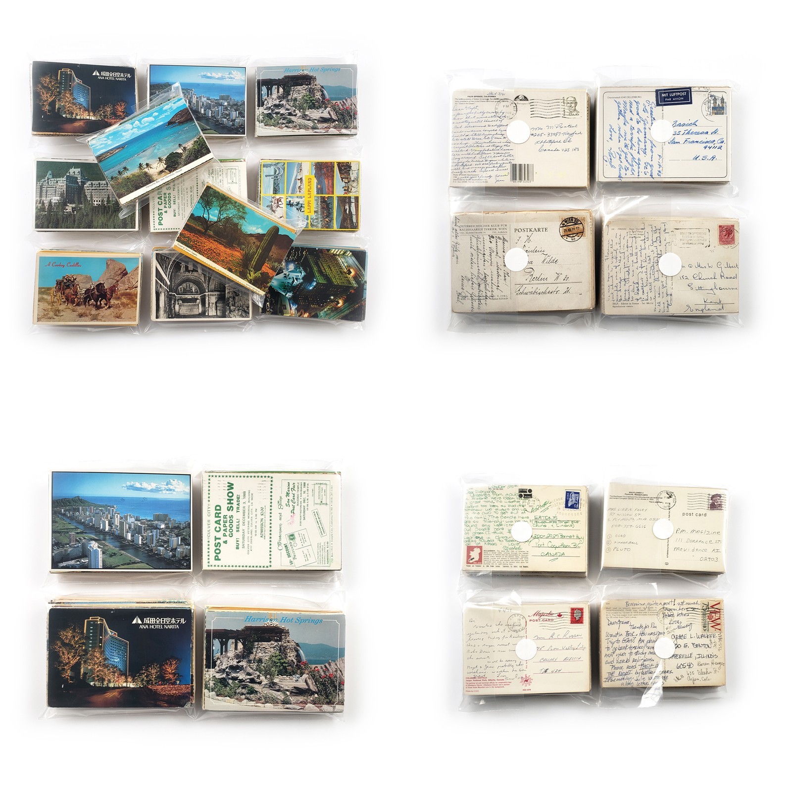 70 Vintage Used 4x6 Postcards Lot - All Posted - Worldwide Stamps & Postmarks