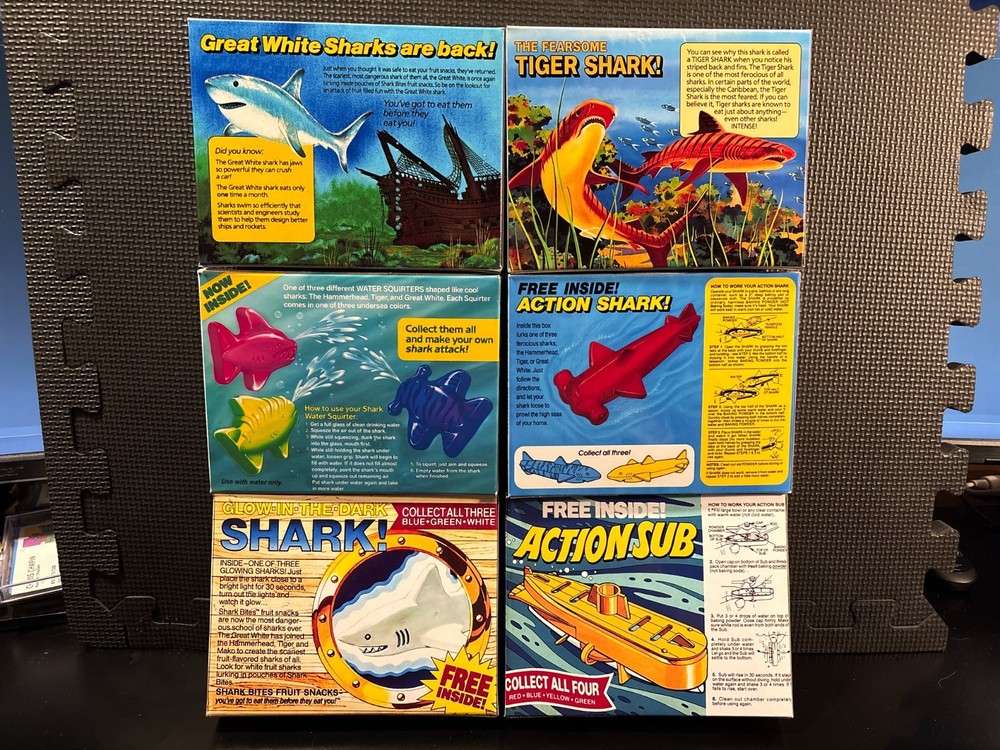 Shark Bites fruit snacks - 6 empty custom design display boxes