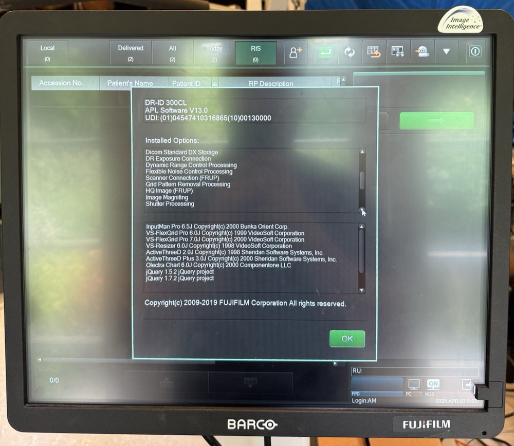 Fuji Prima T CR Reader w/ FDX Computer (Windows 10) & Two Cassettes - DOM 2011