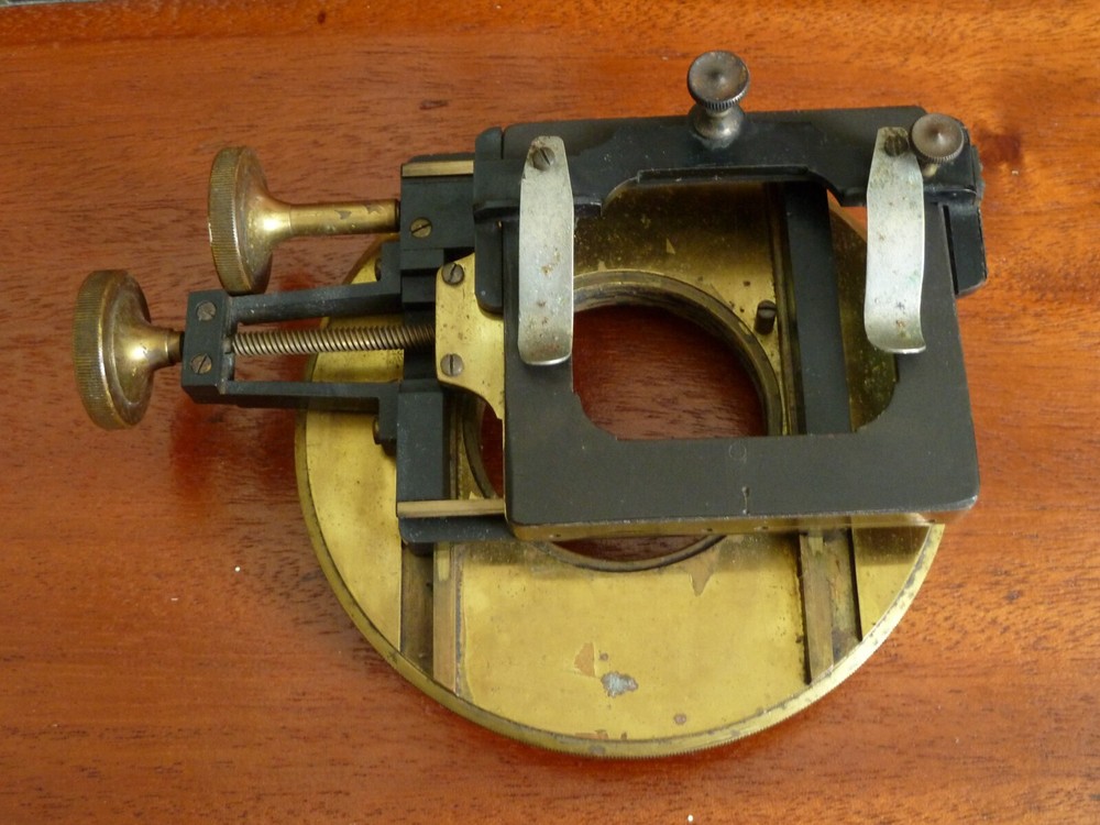 Antique Brass Rotating Mechanical Stage for Watson Van Heurck Microscope c1910
