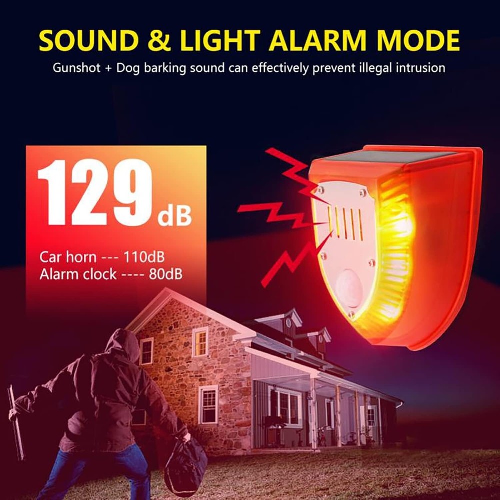 6Pack Solar Alarm LED Light Strobe Wireless Motion Sensor Detector Warning Lamp