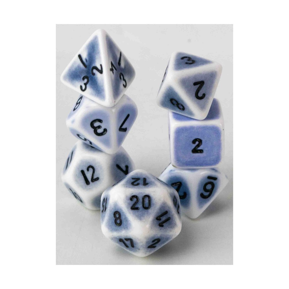Crystal Caste Porcelain Dice Blue Poly Set (7) NM