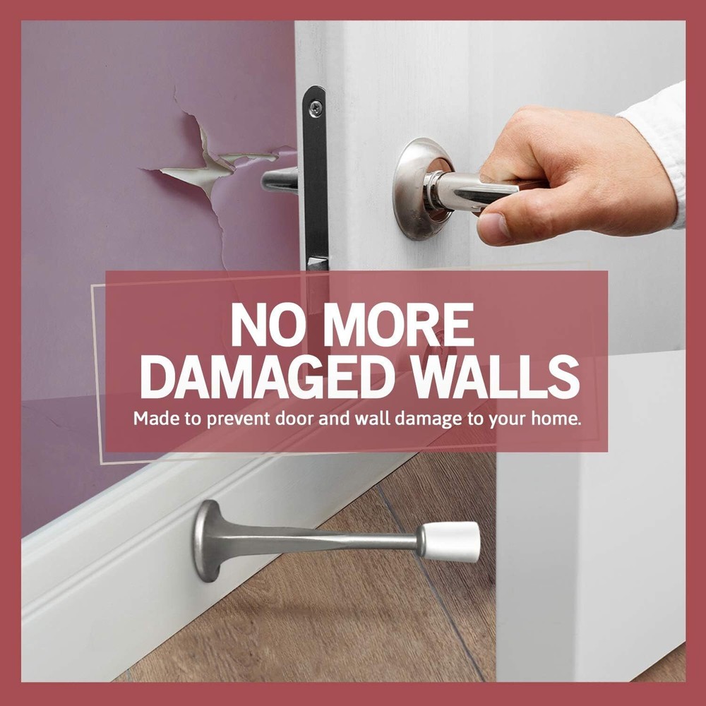 Jack N’Drill (3 ⅛) Rigid Door Stop (12 Pack) - Rustproof Satin Nickel Solid D...