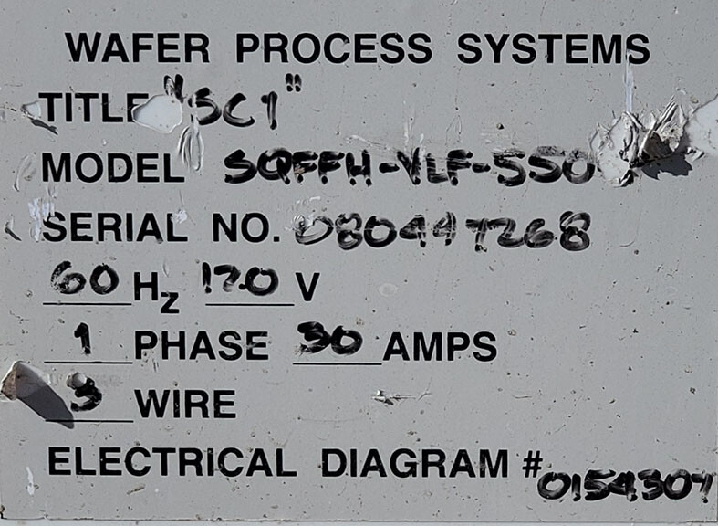Wafer Process Systems SQFFH-VLF-550 Wet Bench