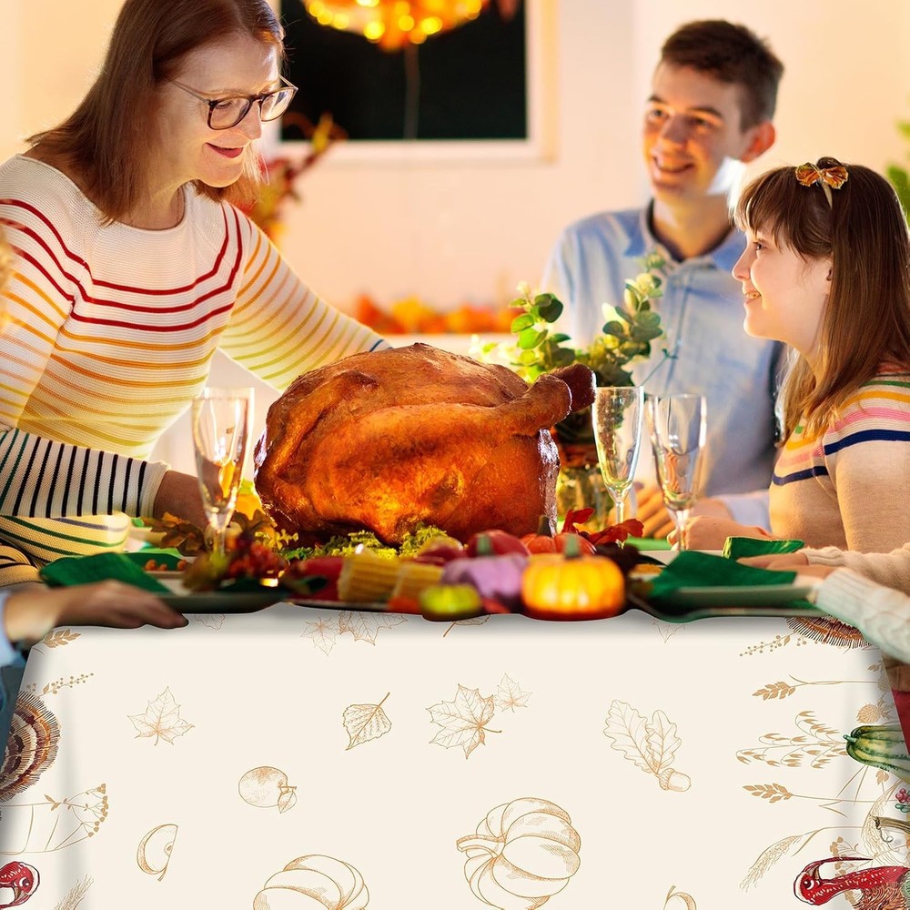 3 Pack Thanksgiving Disposable Tablecloth for Rectangle 3 Pack, Multi Color
