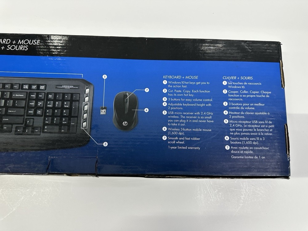 HP Wireless Keyboard Mouse Combo Full Size Black Open Box Damaged Box